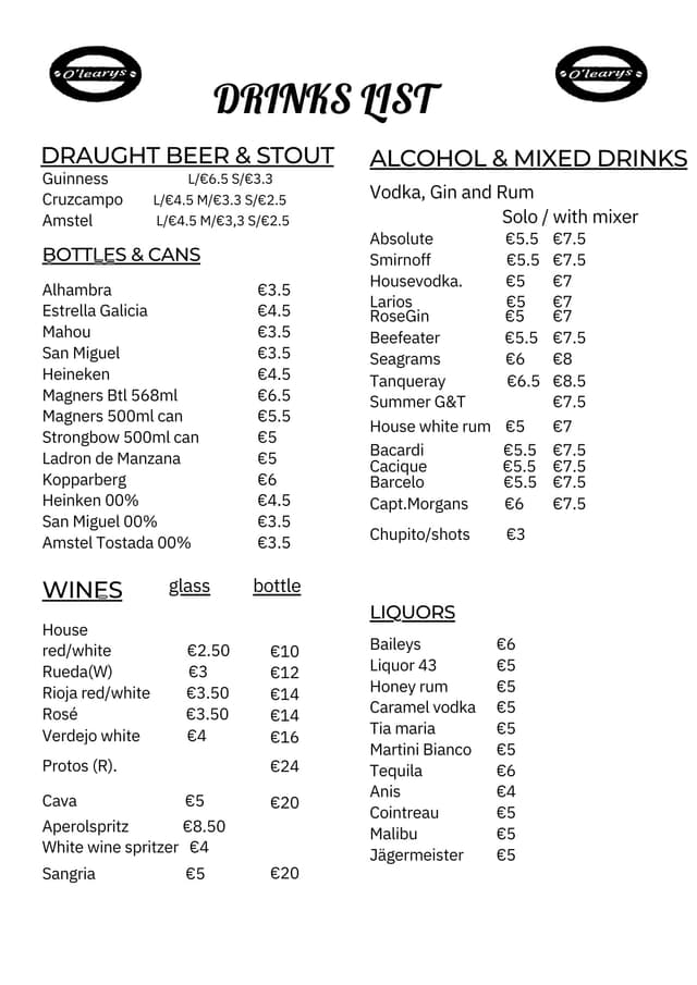 Drinks Page 1