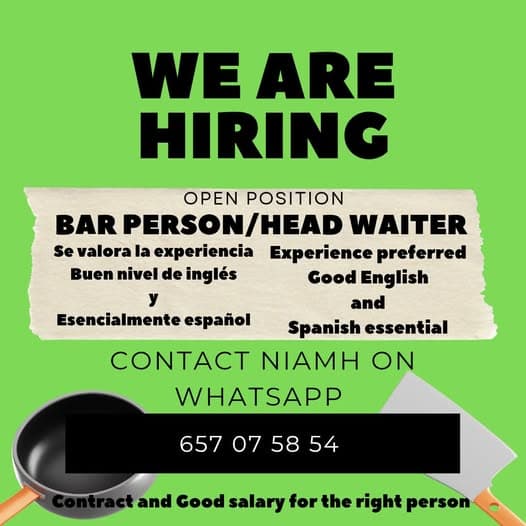 Bar Person/Head Waiter wanted